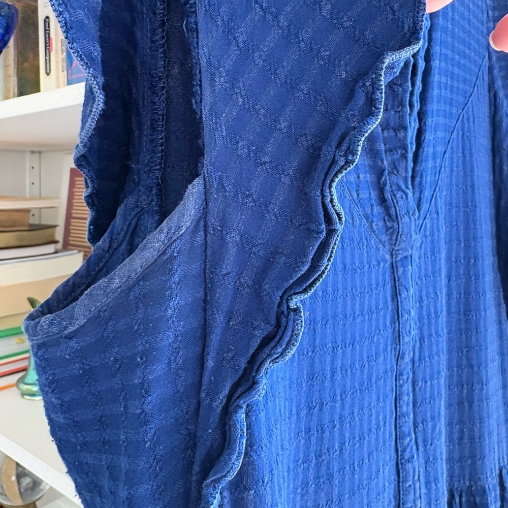 Anthropologie Amadi Casual Blue Tiered Dress Size Medium - Picture 10 of 10